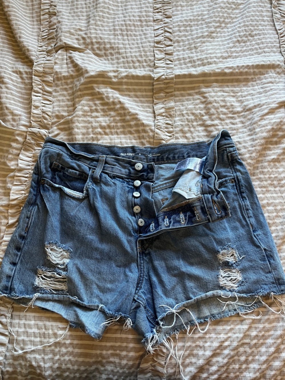 Old Navy Ripped Button-Fly Denim Shorts in Blue